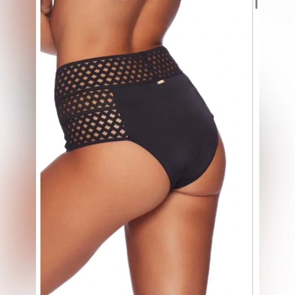 Beach Bunny Swimwear NWT Hayden‎ High Waist Bikini Bottom In Black Size 3X / 16